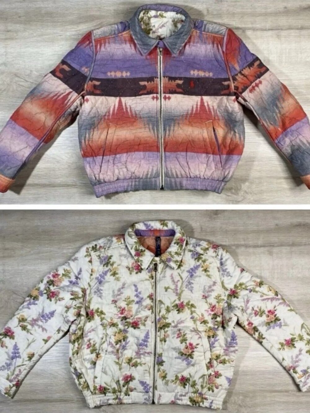 POLO RALPH LAUREN WOMENS JACKET TRICOT REVERSIBLE QUILTED SouthWest BOMBER